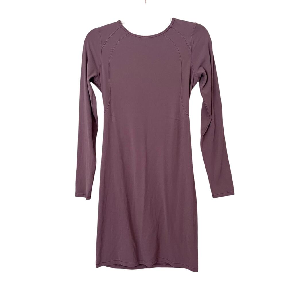 Lululemon Contour Long Sleeve Cutout Cross Back Nulu Athletic Dress Antique Bark